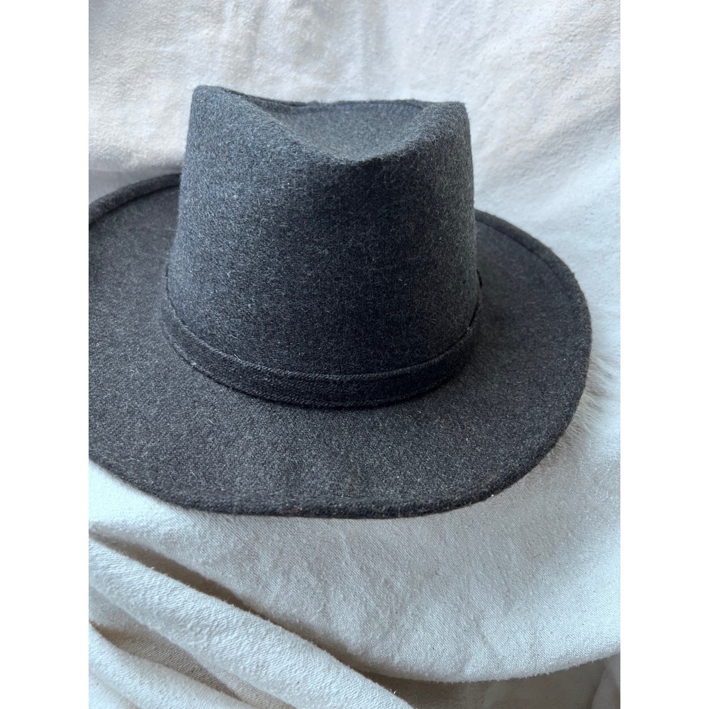 Classic Unisex Made in USA Wool Felt Fedora Large Charcoal Gray